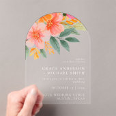 Modern Elegant Bright Floral Wedding Acryl Uitnodigingen (Insitu (Draagbaar))
