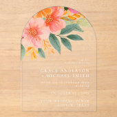 Modern Elegant Bright Floral Wedding Acryl Uitnodigingen (Voorkant)