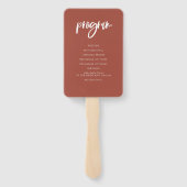 Modern elegant brnt brick trouwprogramma handwaaier (Achterkant)