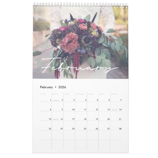 Modern elegant bruiloft bouquet fotokalender 2023 kalender (Feb 2026)
