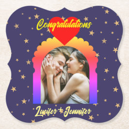 Modern Elegant Bruiloft Custom Foto Onderzetters G