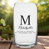 Modern Elegant Bruiloft Custom Monogram Naam Datum Blikvorm Glas