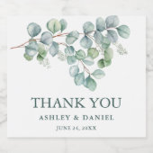 Modern Elegant Bruiloft Eucalyptus groen Sparkling Wijnetiket (Enkel label)