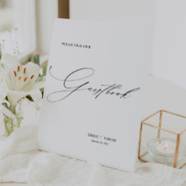 Modern Elegant Bruiloft Gast Boek Teken Reclamebord Met Voetstuk