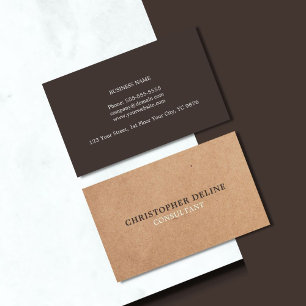 Modern elegant bruin gedrukt KraftPaper-consultant Visitekaartje