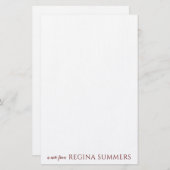 Modern Elegant Burgundy - Aangepaste schrijfkunst Briefpapier (Voorkant / Achterkant)