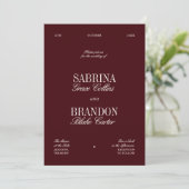 Modern Elegant Burgundy Wedding Kaart (Staand voorkant)