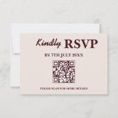 Modern Elegant Burgundy Wedding QR CODE RSVP (Devant)