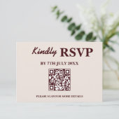 Modern Elegant Burgundy Wedding QR CODE RSVP (Debout devant)
