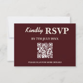 Modern Elegant Burgundy Wedding QR CODE RSVP (Devant)