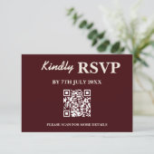 Modern Elegant Burgundy Wedding QR CODE RSVP (Debout devant)