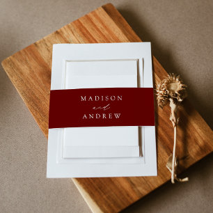 Modern Elegant Burgundy Wedding Uitnodigingen Wikkel
