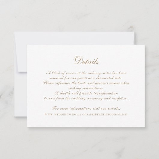 Modern Elegant Calligrafie Script bruiloft details Kaart (Voorkant)