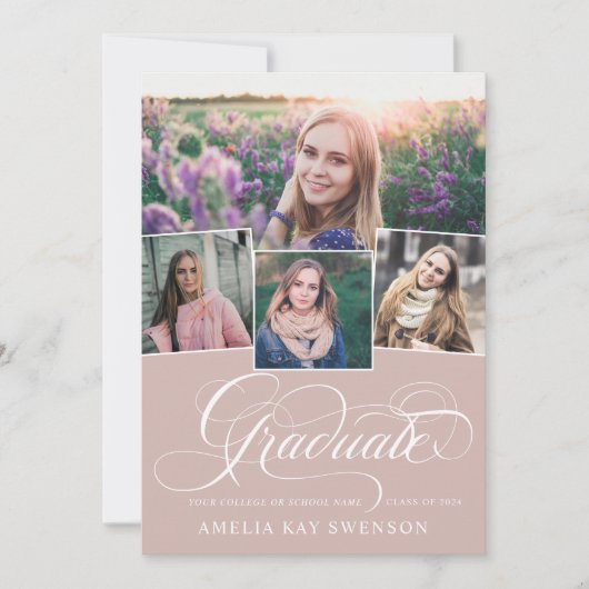 Modern Elegant Calligraphy Afstuderen Invitation Kaart (Voorkant)