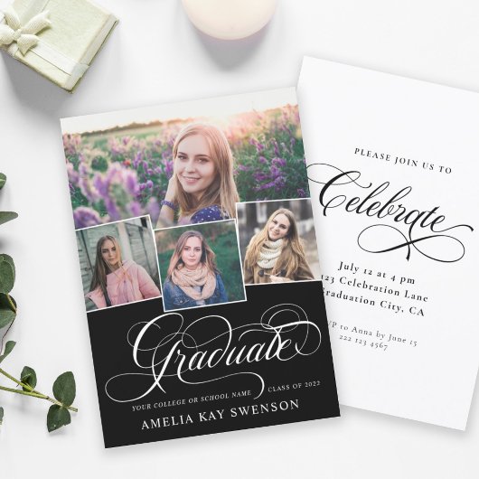 Modern Elegant Calligraphy Afstuderen Kaart