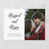 Modern Elegant Calligraphy Married and Merry Photo Briefkaart (Voorkant)