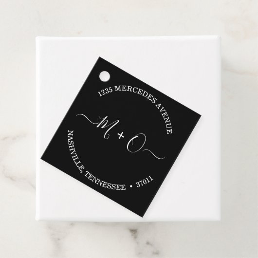 Modern Elegant Calligraphy Monogram Wedding Bedankjes Labels (In situ)