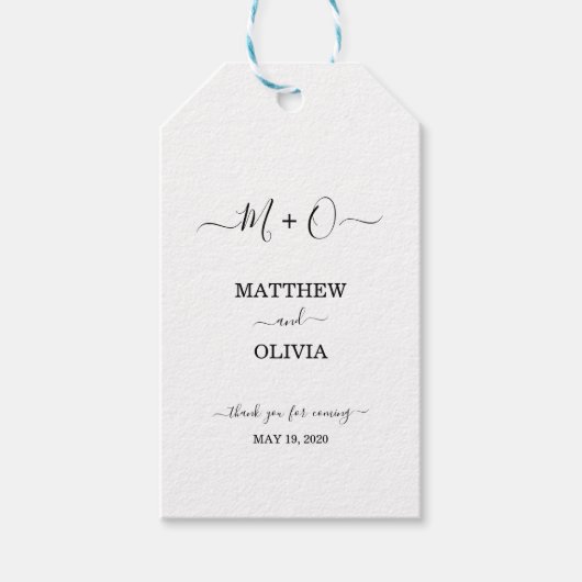 Modern Elegant Calligraphy Monogram Wedding Cadeaulabel (Voorkant)