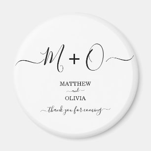 Modern Elegant Calligraphy Monogram Wedding Magneet