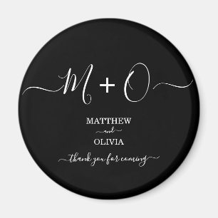 Modern Elegant Calligraphy Monogram Wedding Magneet