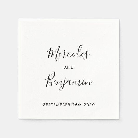 Modern Elegant Calligraphy Personalized Wedding Servet (Voorkant)