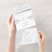 Modern Elegant Calligraphy Photo Wedding All In One Uitnodiging (Afscheurbaar)