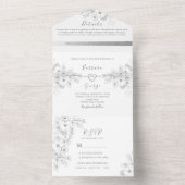 Modern Elegant Calligraphy Photo Wedding All In One Uitnodiging (Binnen)
