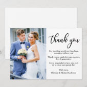 Modern Elegant Calligraphy Photo Wedding Bedankkaart (Voorkant / Achterkant)