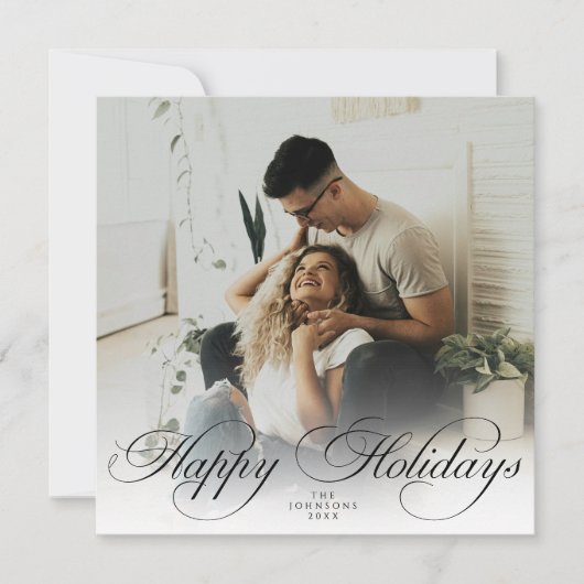 Modern Elegant Calligraphy Script Christmas Photo Feestdagenkaart (Voorkant)