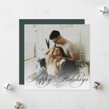  Modern Elegant Calligraphy Script Christmas Photo