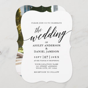 Modern Elegant Calligraphy Wedding Back Kaart