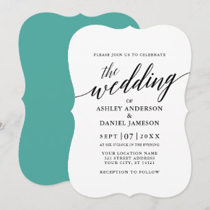 Modern Elegant Calligraphy Wedding Blauwgroen Kaart