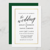 Modern Elegant Calligraphy Wedding Green Gold Kaart (Voorkant / Achterkant)