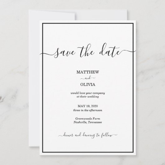 Modern Elegant Calligraphy Wedding Save The Date (Voorkant)