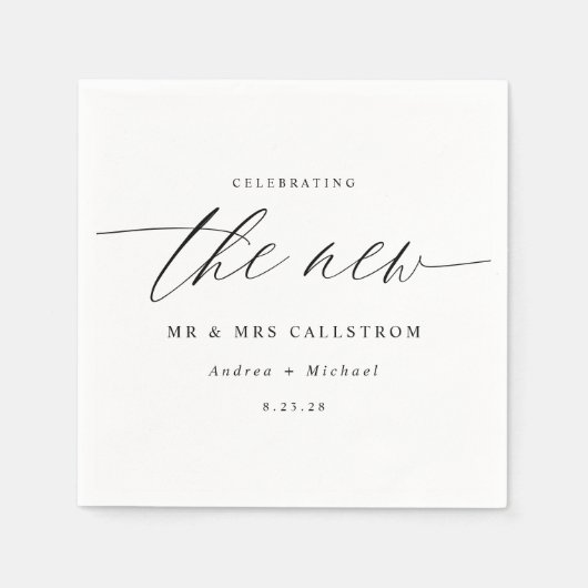 Modern Elegant Calligraphy Wedding Servet (Voorkant)