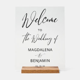 Modern Elegant Calligraphy Wedding Welcome Acryl Bord