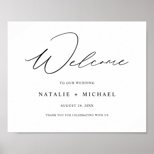Modern Elegant Calligraphy Welcome Wedding Sign Poster (Voorkant)