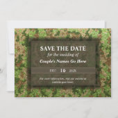 Modern Elegant Camouflage Glitter Army Verloving Save The Date (Voorkant)