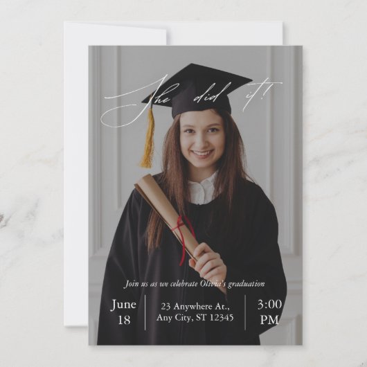 Modern Elegant Celebration Afstuderen Invitation Kaart (Voorkant)