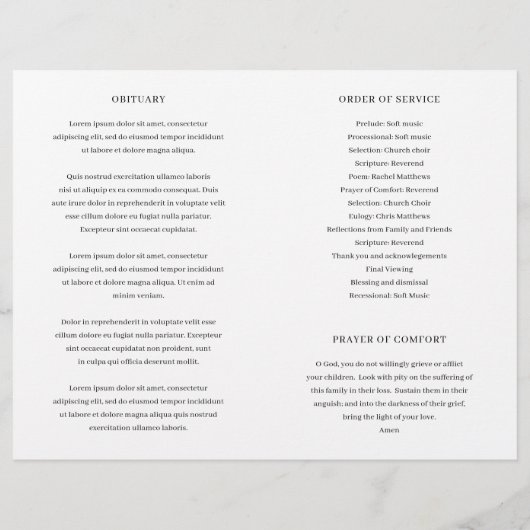 Modern Elegant Celebration of Life-programma (Achterkant)