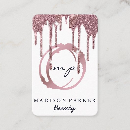 Modern Elegant Champagne Abstracte Beauty Stylist Visitekaartje (Voorkant)