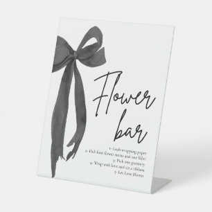 Modern Elegant Chic Black Bow Bloem Bar Teken Reclamebord Met Voetstuk