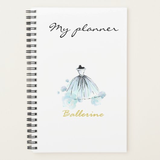 Modern Elegant Chic Blue Waterverf Mode Dress Planner (Voorkant)