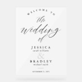 Modern Elegant Chic Calligraphy Weduwen Welkom Acryl Bord (Voorkant)