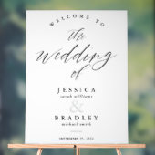 Modern Elegant Chic Calligraphy Weduwen Welkom Acryl Bord (Neutraal)