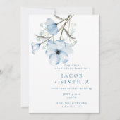Modern Elegant Chic Dusty Blue Wedding Kaart (Voorkant)