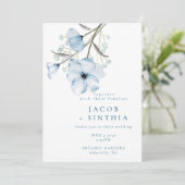 Modern Elegant Chic Dusty Blue Wedding Kaart (Staand voorkant)
