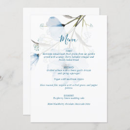 Modern Elegant Chic Dusty Blue Wedding Menu