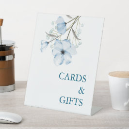 Modern Elegant Chic Dusty Blue Wedding Reclamebord Met Voetstuk