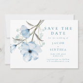 Modern Elegant Chic Dusty Blue Wedding Save The Date (Voorkant)